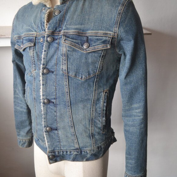 Denim Trucker Jacket/ Sherpa Lined Goodfellow Jacket/ S/M - Picture 3 of 8